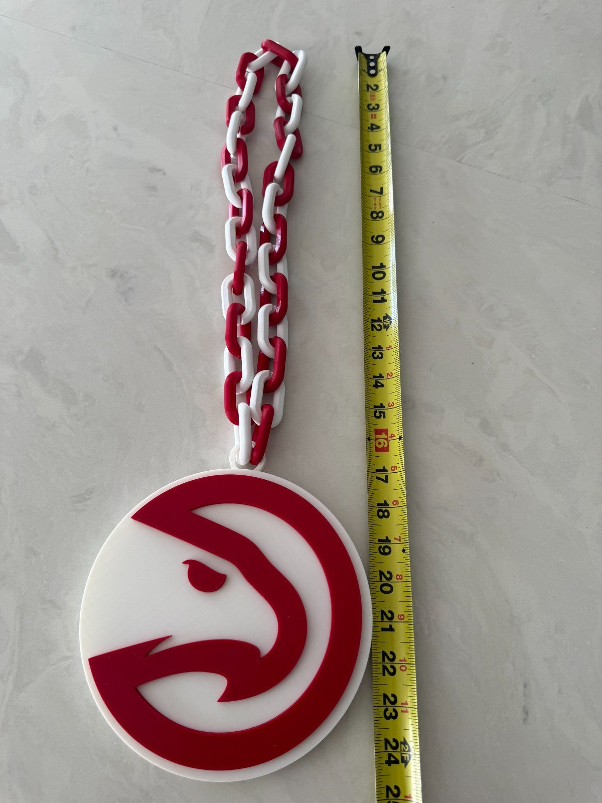 Atlanta Hawks 3D Printed Big Logo Chain - Basketball Game Day Gear - Red & White