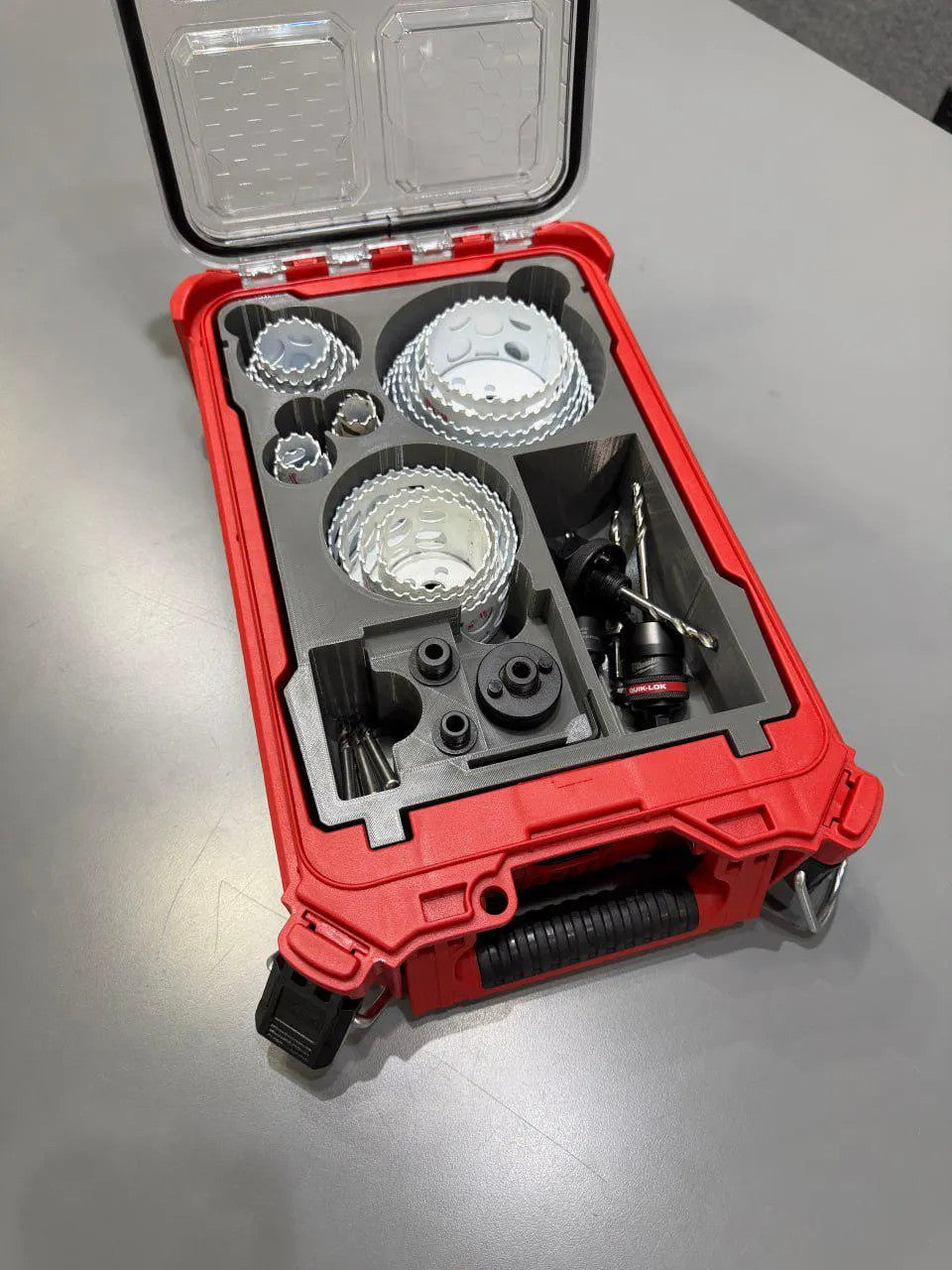 3D Printed Packout Insert 28pc Hole Dozer Hole Saw And Quik-Lok Arbor Organizer