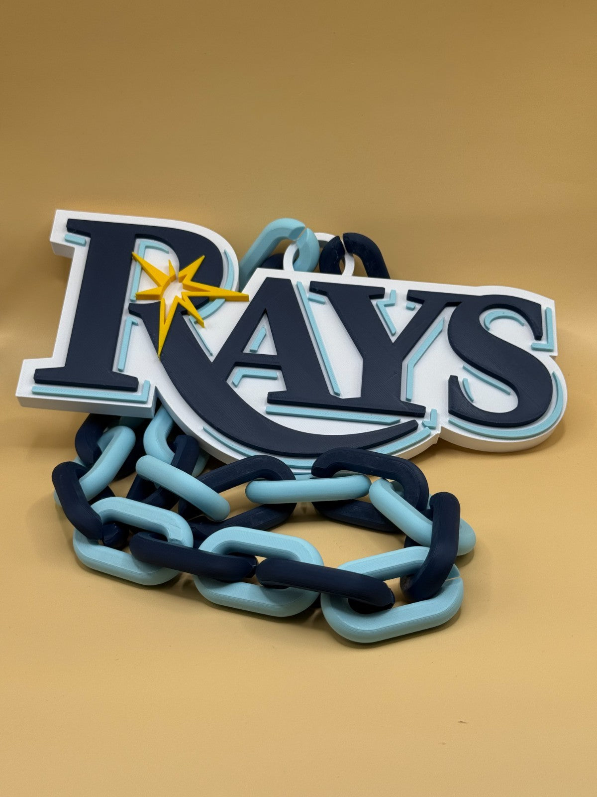 Tampa Bay Rays Oversized Necklace, Pendant Turnover Chain HandMade 3D Printed