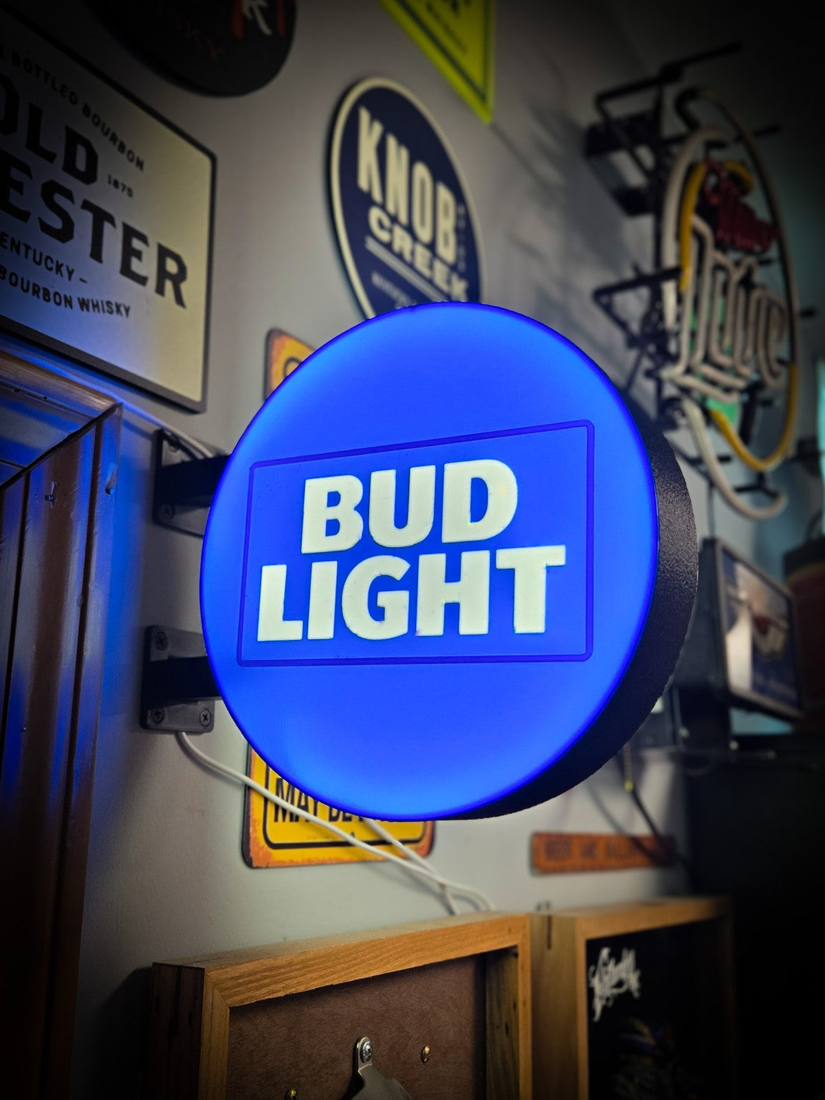 BUD 12 Inch Light Box LED Sign 3D Printed Wall Decor Man Cave Garage