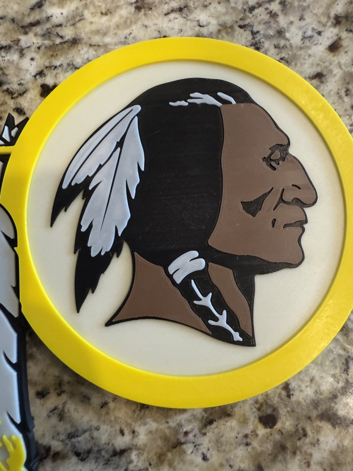 Washington Redskins wall sign 9 inches 3d Printed. Pla Plastic. Throwback Logo
