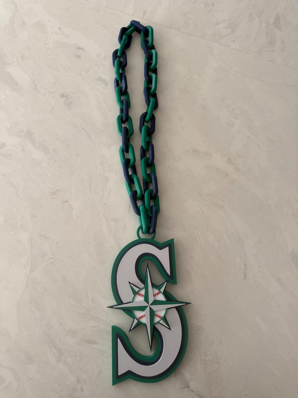 Seattle Mariners Oversized Turnover Chain Necklace, Pendant Handmade 3D Printed