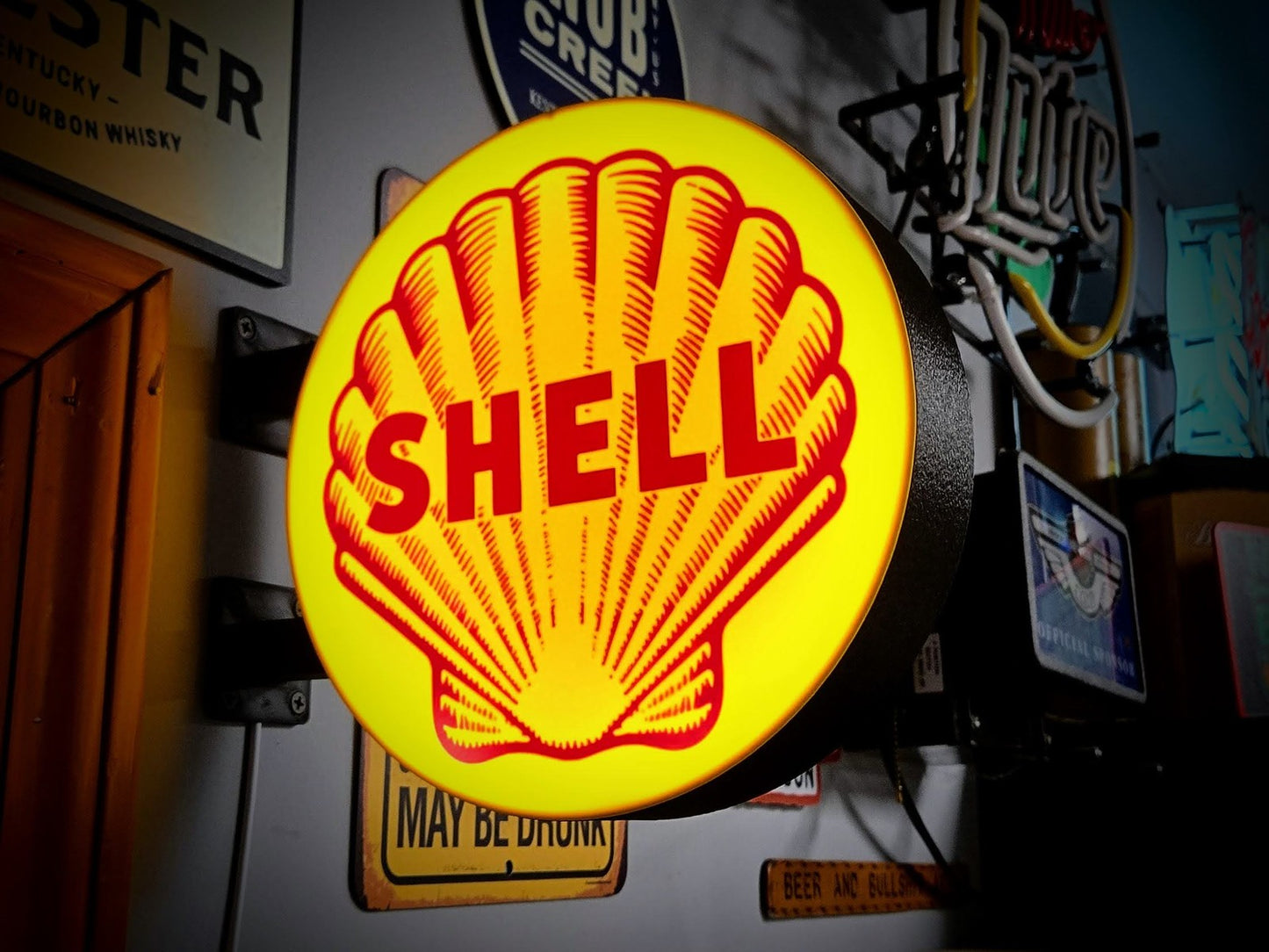 SHELL LOGO 12 Inch Light Box LED Sign 3D Printed Wall Decor Man Cave Garage
