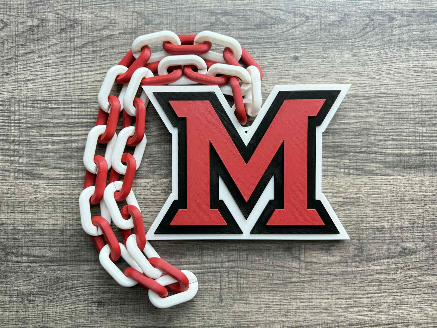 Miami (OH) RedHawks Logo Oversized Necklace, Hype Chain [Made To Order]