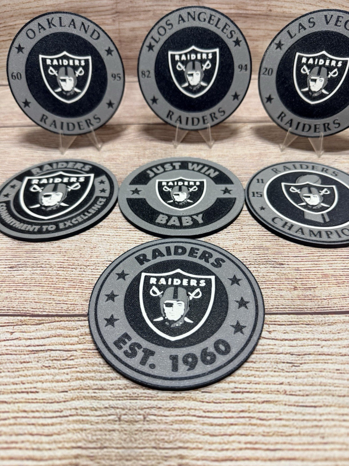 Las Vegas Raiders (Oakland And LA) Custom Drink Coasters Set Of 4 With Holder