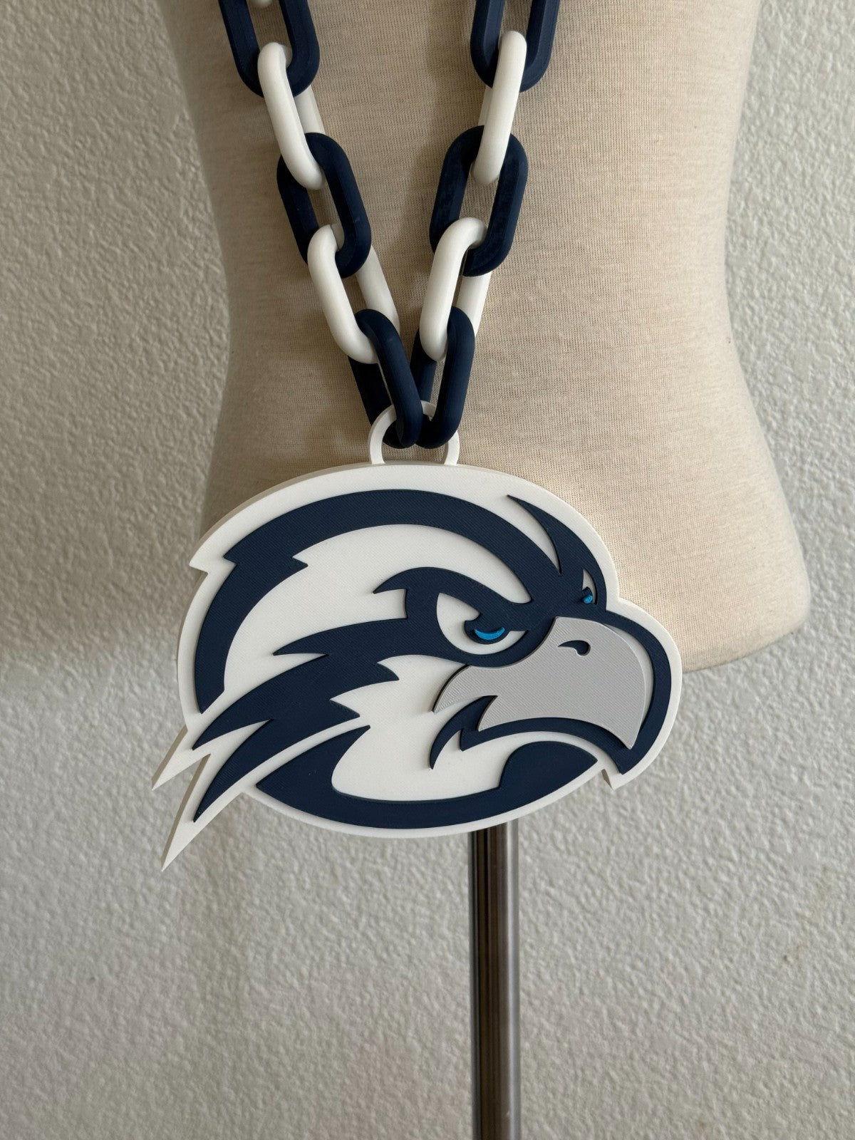 UNF Ospreys Oversized Necklace Hype Chain NCAA Fan Big Logo Blue Grey
