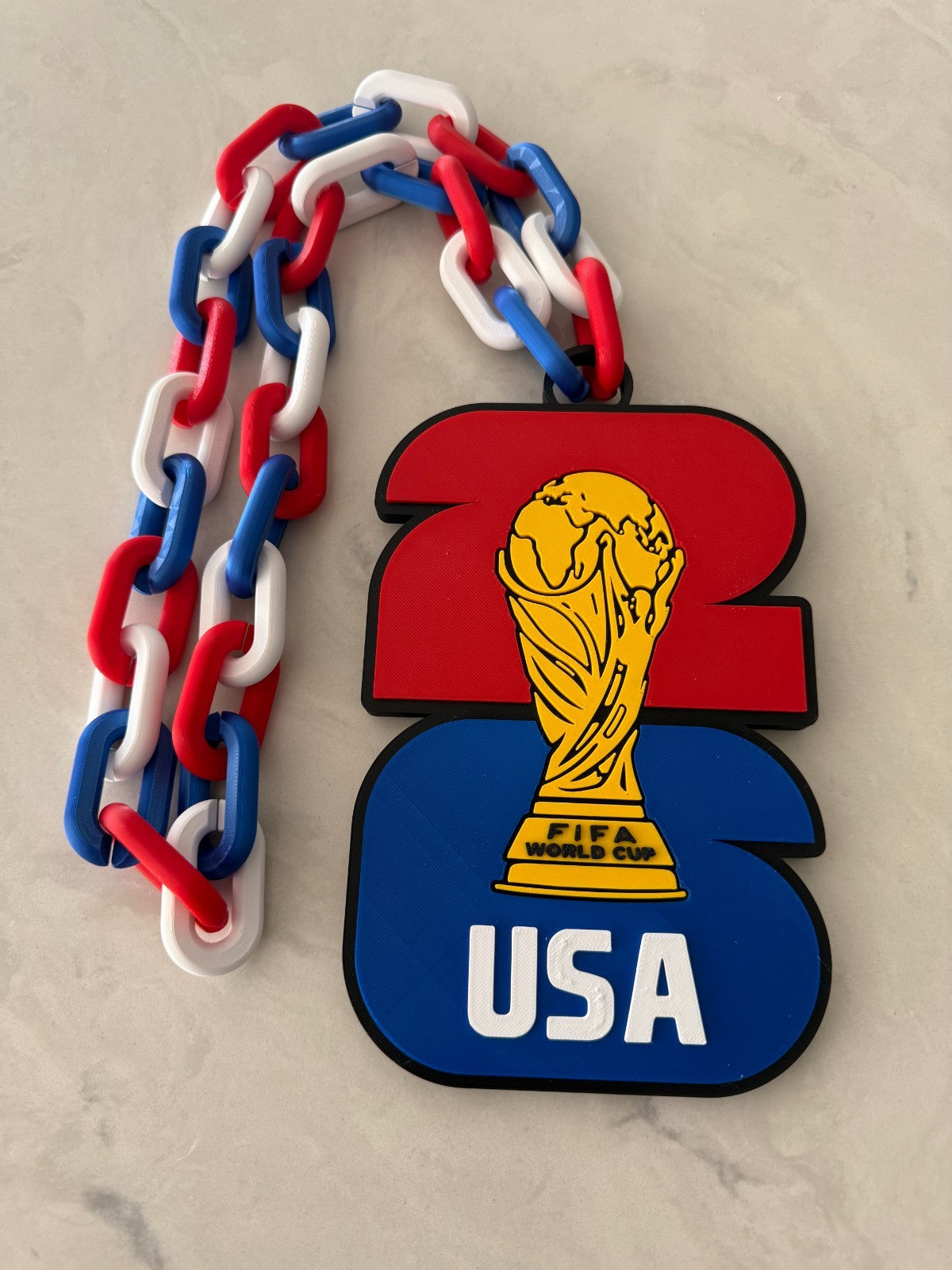 USA Soccer Fan Chain Necklace 3D Printed FIFA World Cup USMNT Big Logo Pendant