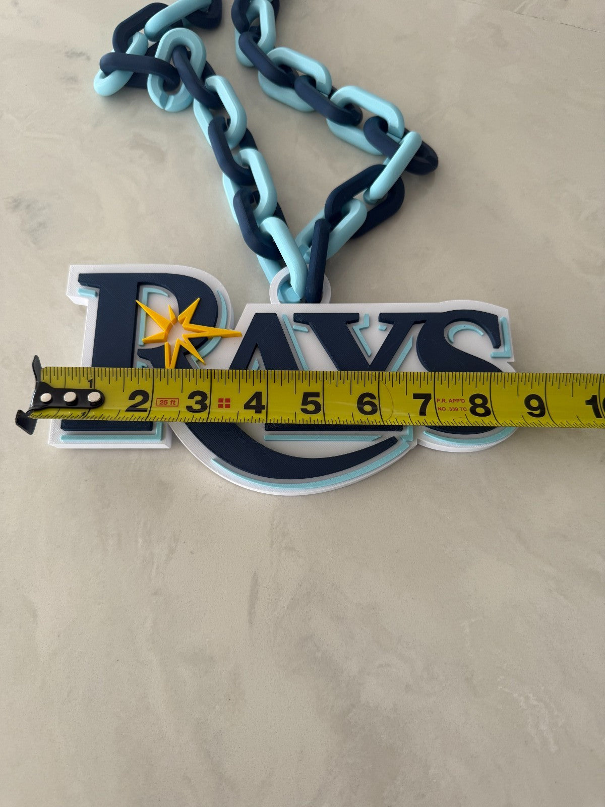 Tampa Bay Rays Oversized Necklace, Pendant Turnover Chain HandMade 3D Printed