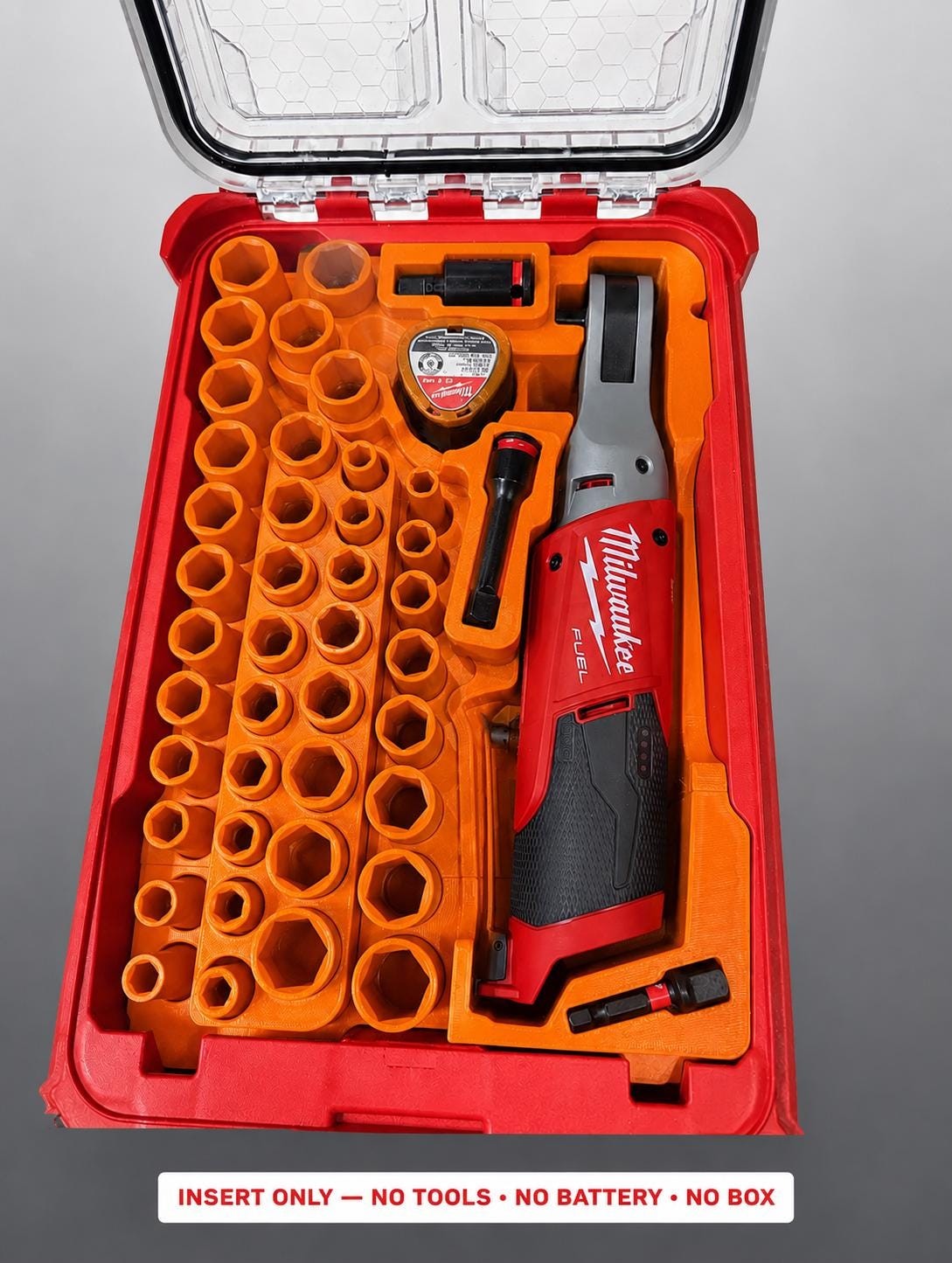 Milwaukee Packout Insert for M12 Fuel 3/8 in Ratchet + Shockwave 43pc Socket Set