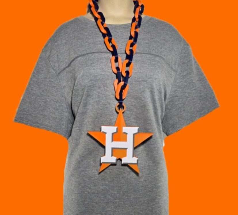 Houston Astros Fan Chain MLB Big Logo Oversized Necklace Baseball Game Day