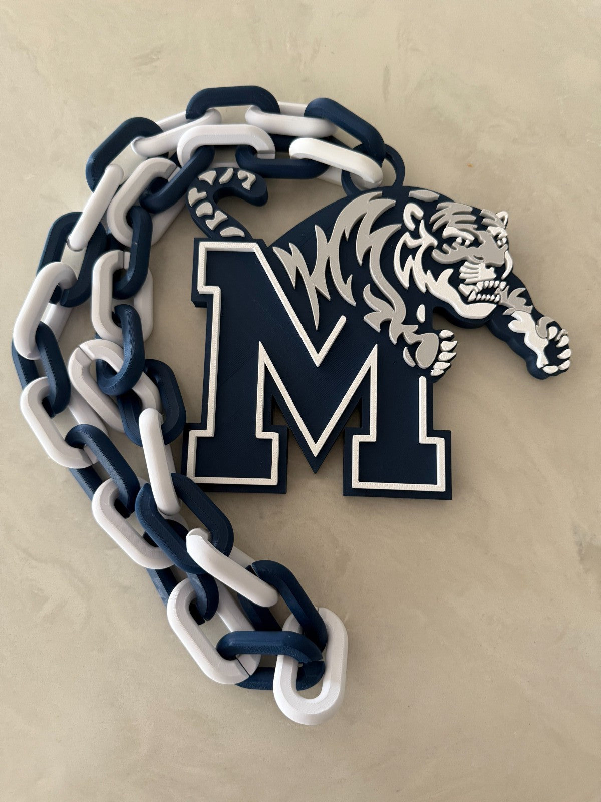 Memphis Tigers Logo Necklace Oversized Turnover Chain HandMade 3D Printed