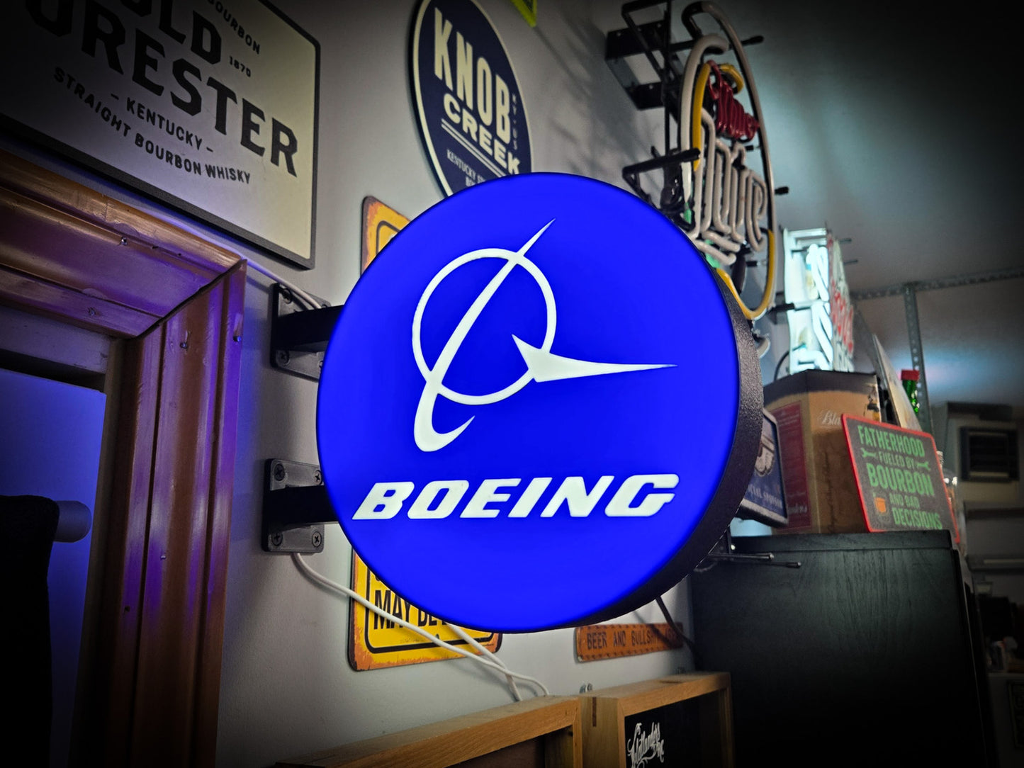 BOEING 12 Inch Light Box LED Sign 3D Printed Wall Decor Man Cave Garage
