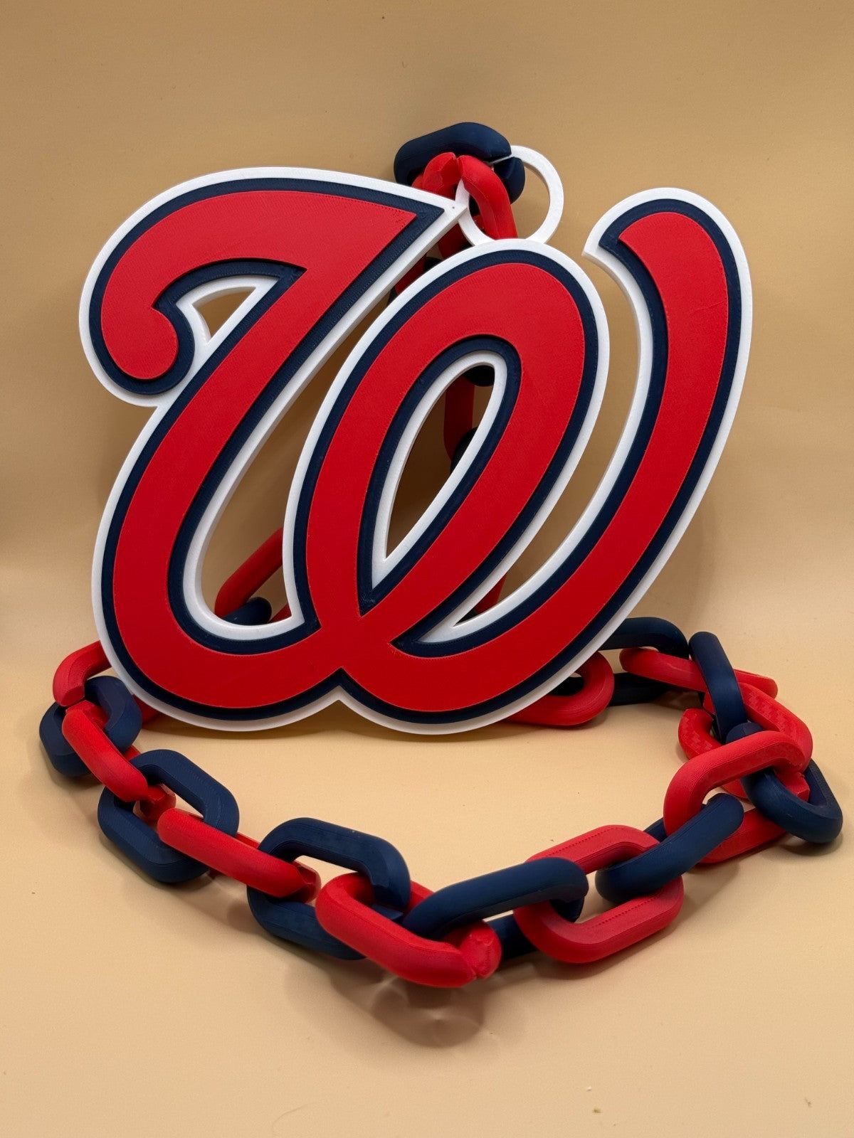 Washington Nationals Oversized Logo Necklace Turnover Chain HandMade 3D Printed
