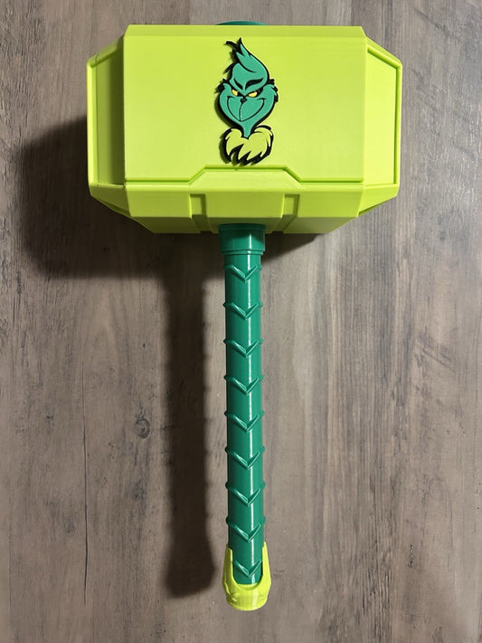 Grinch Themed Mjolnir Thor's Hammer - 3D Printed Fan Art - Free Shipping USA