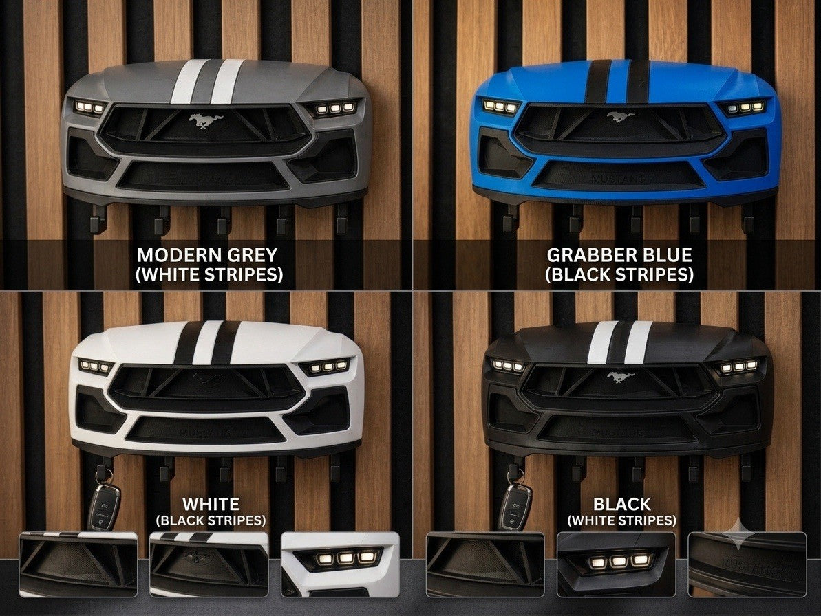 3D Printed Mustang Front Grill Wall Key Holder - Custom Modern Car Decor
