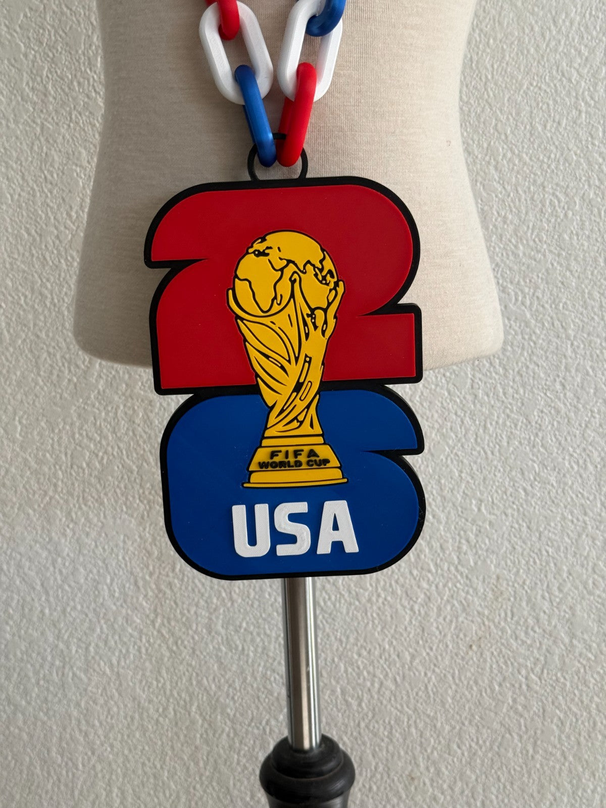 USA Soccer Fan Chain Necklace 3D Printed FIFA World Cup USMNT Big Logo Pendant