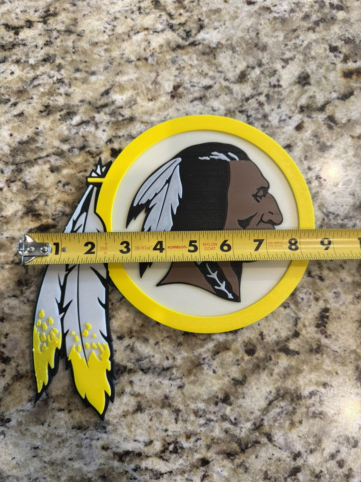 Washington Redskins wall sign 9 inches 3d Printed. Pla Plastic. Throwback Logo
