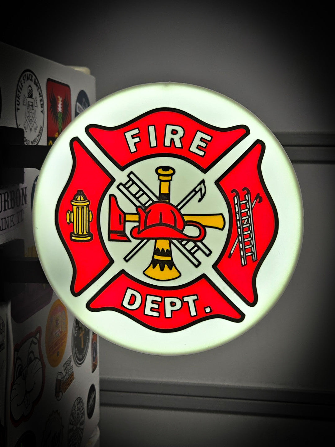 FIRE DEPARTMENT 12 Inch Light Box LED Sign 3D Printed Wall Decor Man Cave Garage