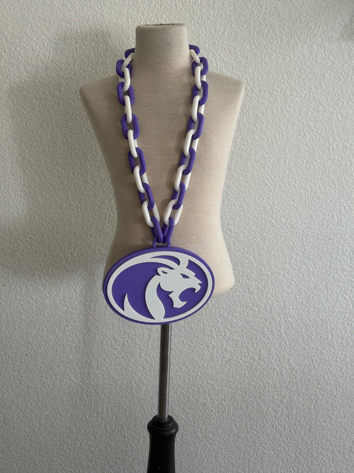 UNA Lions Oversized Necklace Hype Chain NCAA Fan Big Logo Purple Gold