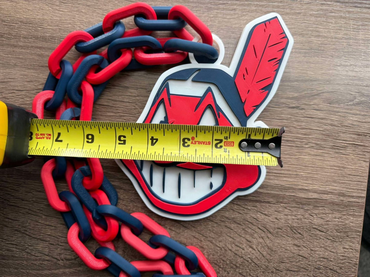 Cleveland Indians Chief Wahoo Oversized Necklace, Pendant Chain [Made to Order]