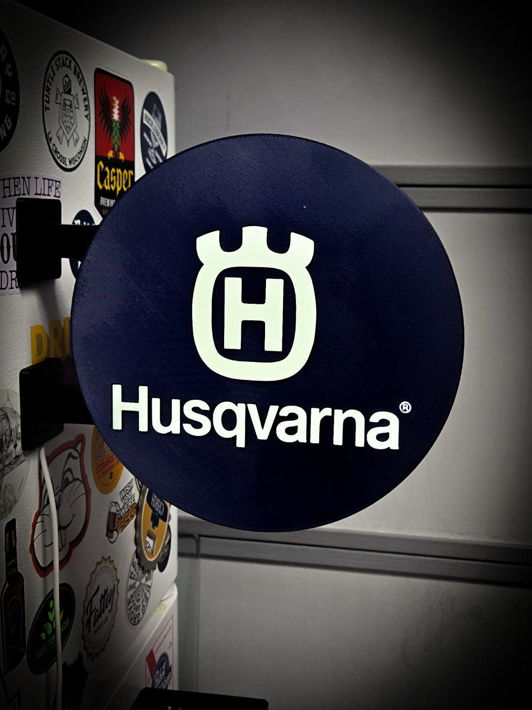 HUSQVARNA 12 Inch Light Box LED Sign 3D Printed Wall Decor Man Cave Garage