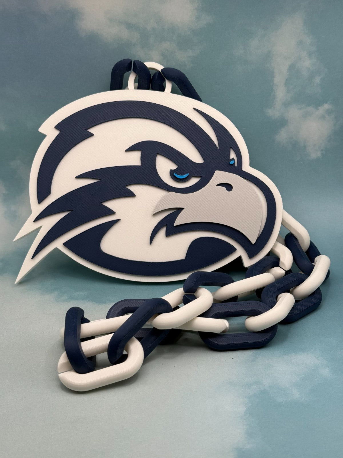 UNF Ospreys Oversized Necklace Hype Chain NCAA Fan Big Logo Blue Grey