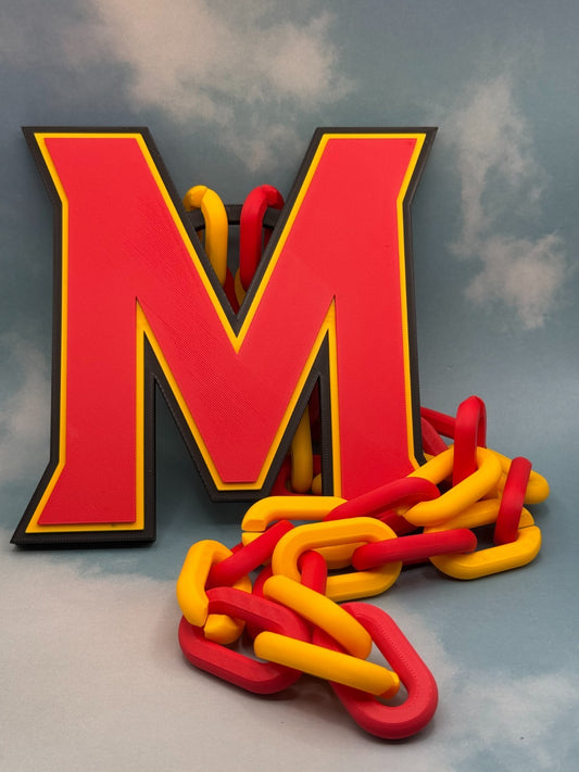 Maryland Terrapins Logo Oversized Necklace Pendant Chain Handmade 3D Printed