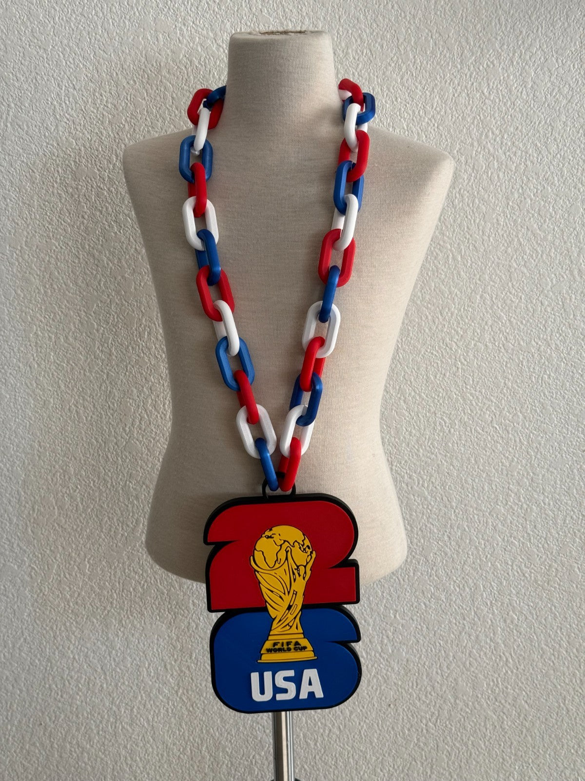 USA Soccer Fan Chain Necklace 3D Printed FIFA World Cup USMNT Big Logo Pendant