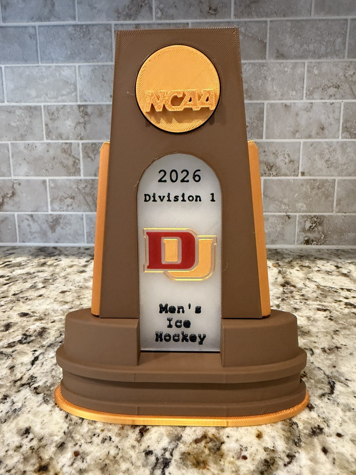 Denver pioneers 2026 hockey national championship trophy 3d printed custom