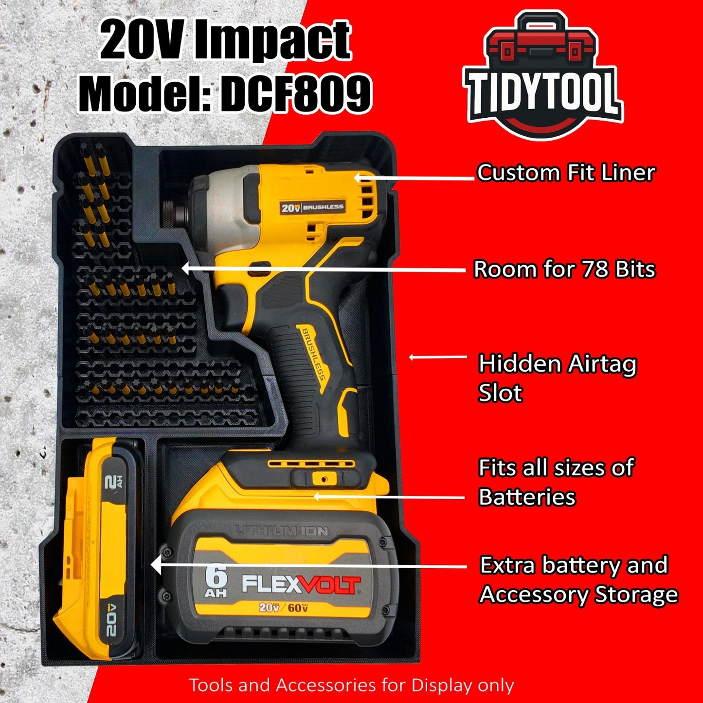 20V Brushless Impact (DCF809) Organizer for Milwaukee Compact Packout  (Insert O