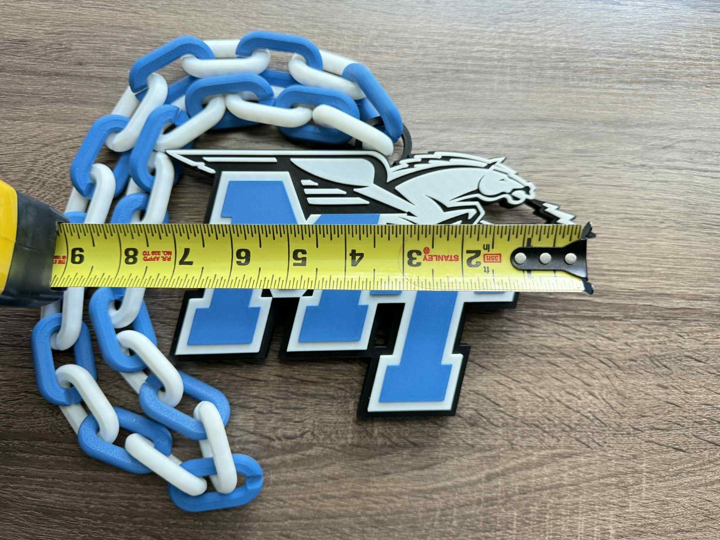 Middle Tennessee Blue Raiders Logo Oversized Necklace, Pendant Chain