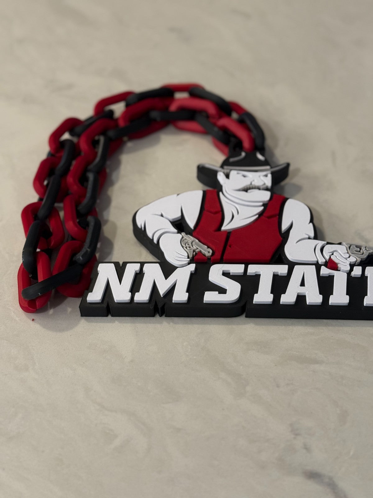New Mexico State Aggies Logo Oversized Necklace, Pendant Chain