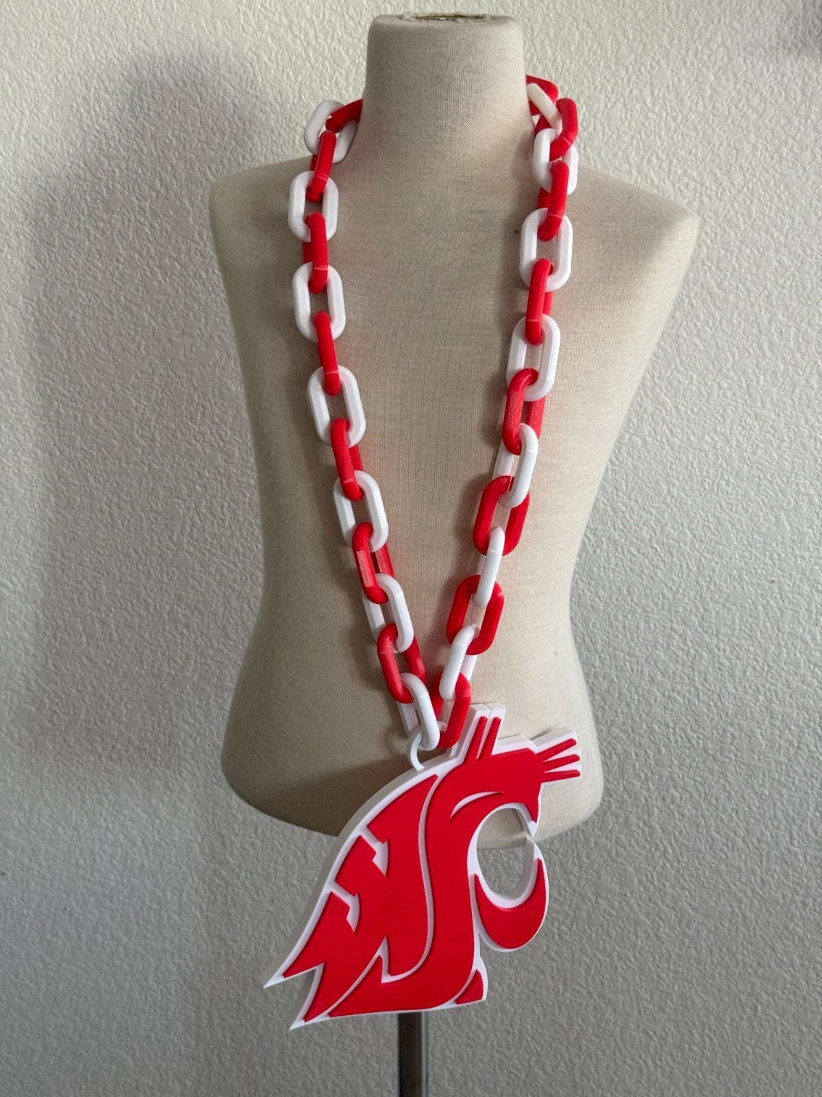 Washington State Cougars Logo Oversized Fan Necklace, Pendant Chain