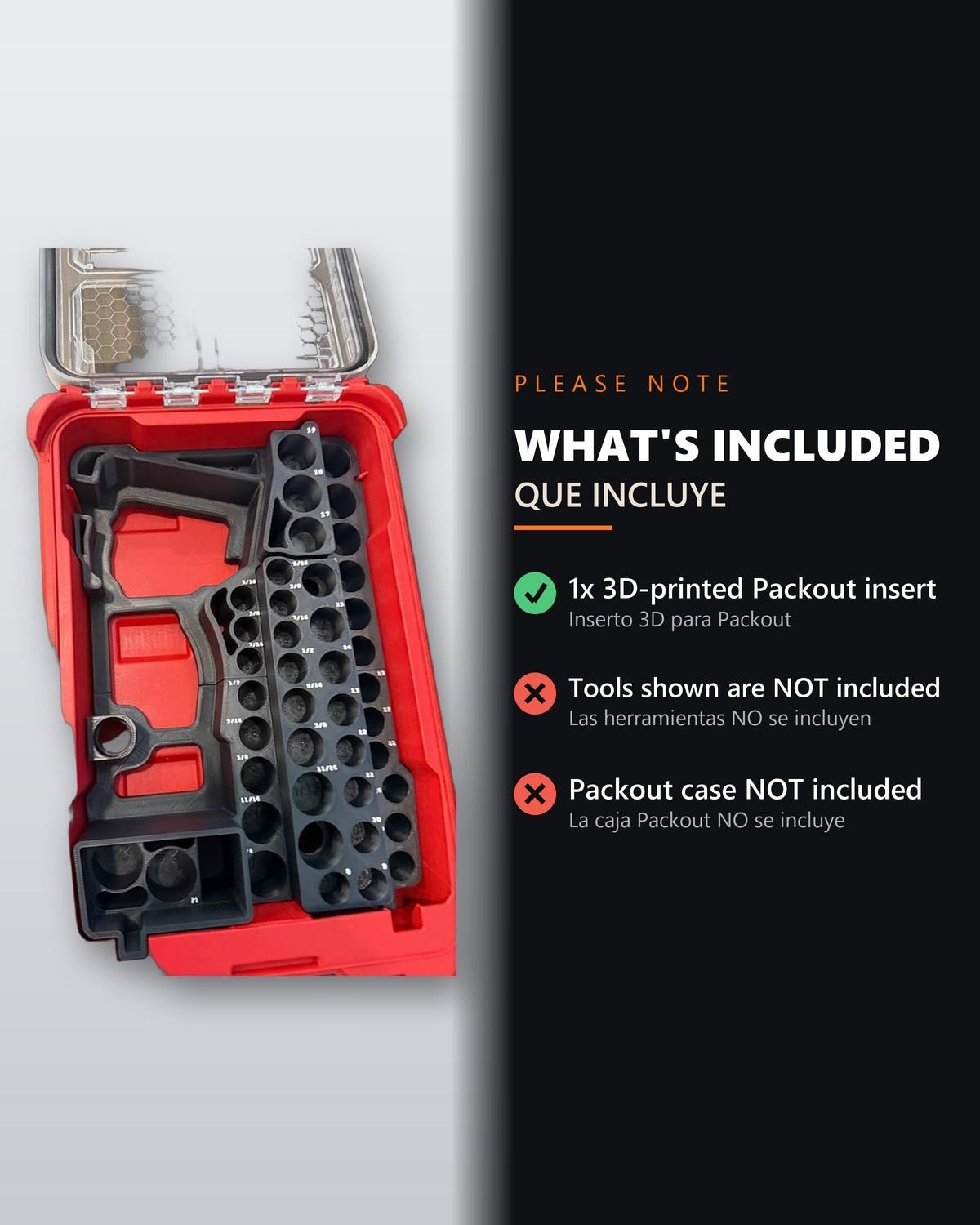 Packout Insert 3D Printed ABS - Stubby Gen 2 12v Drill And 49pc Socket Set Organ