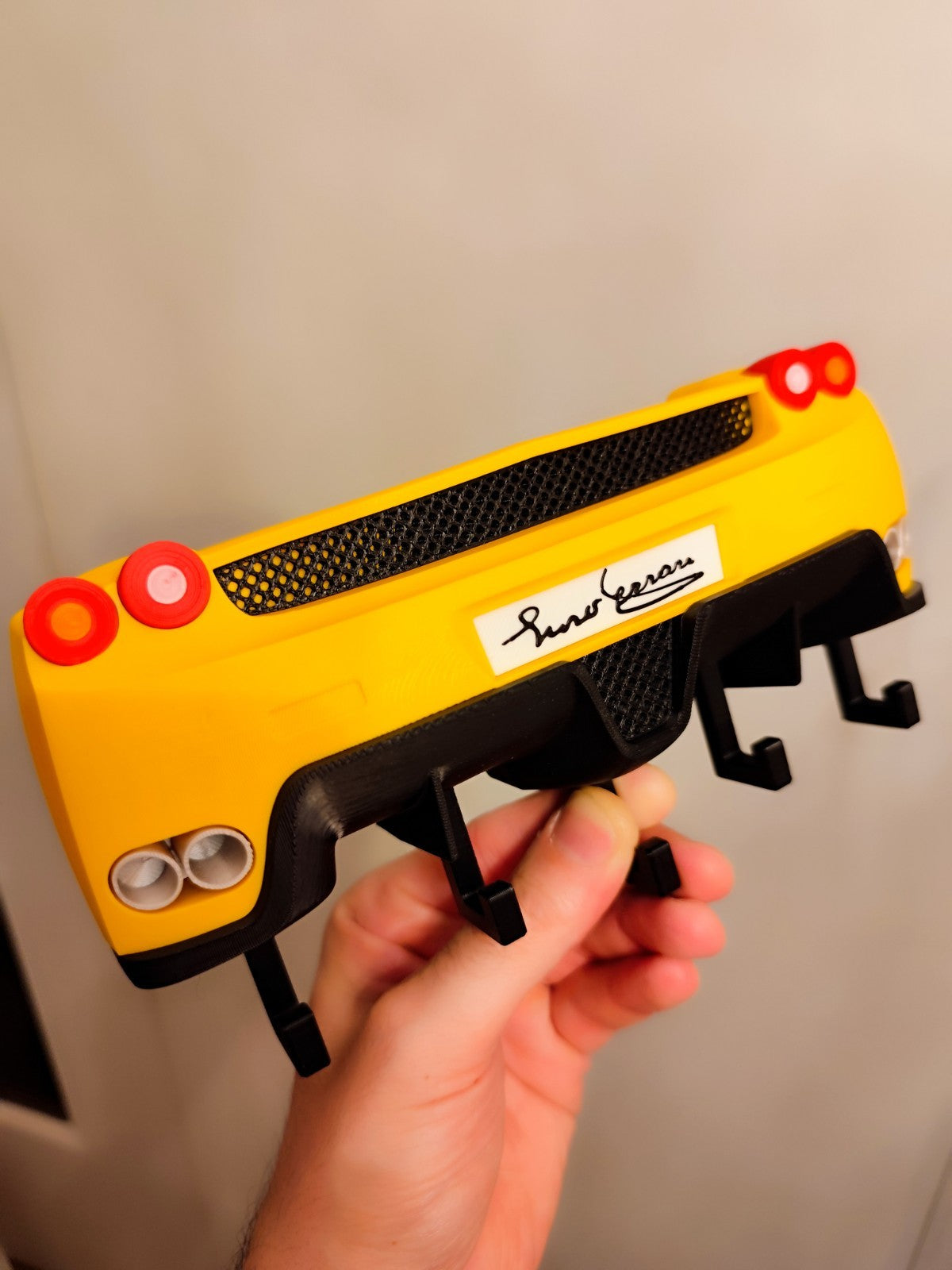 Exotic Supercar Key Holder – Yellow Sports Car Inspired Wall Mount Organizer wit