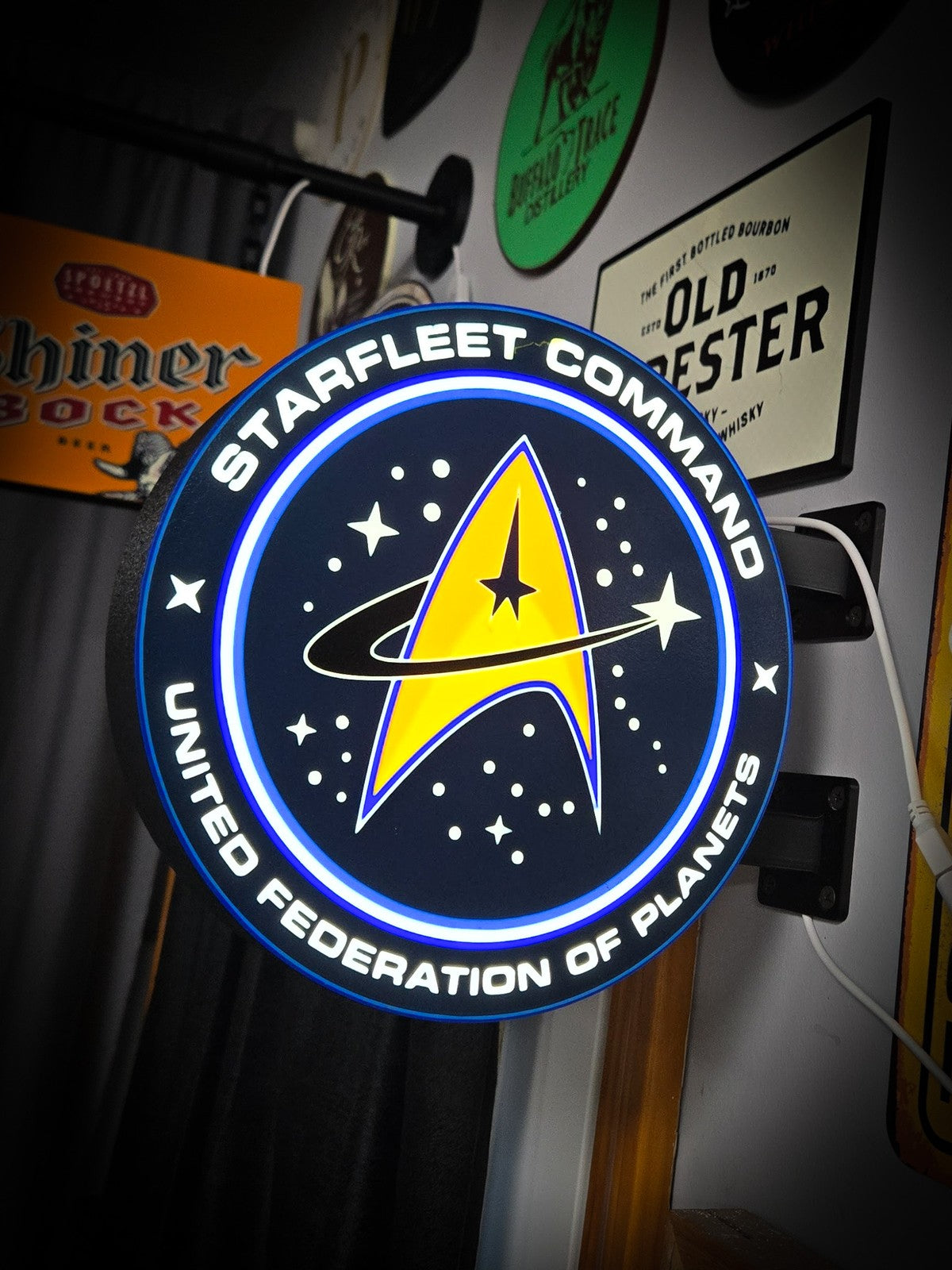 STARFLEET COMMAND 12 Inch Light Box LED Sign 3D Printed Wall Decor Man Cave