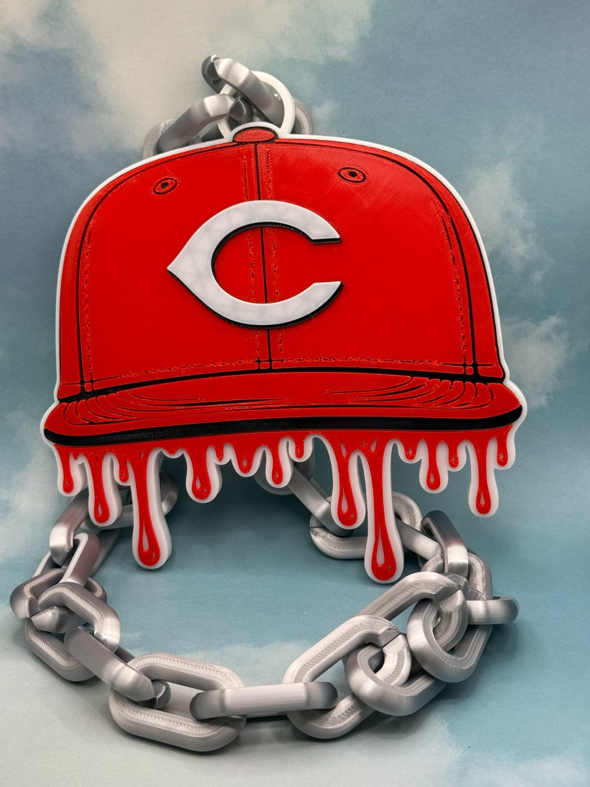 Cincinnati Reds Drip Baseball Cap Hype Chain Hand Made 3D Printed