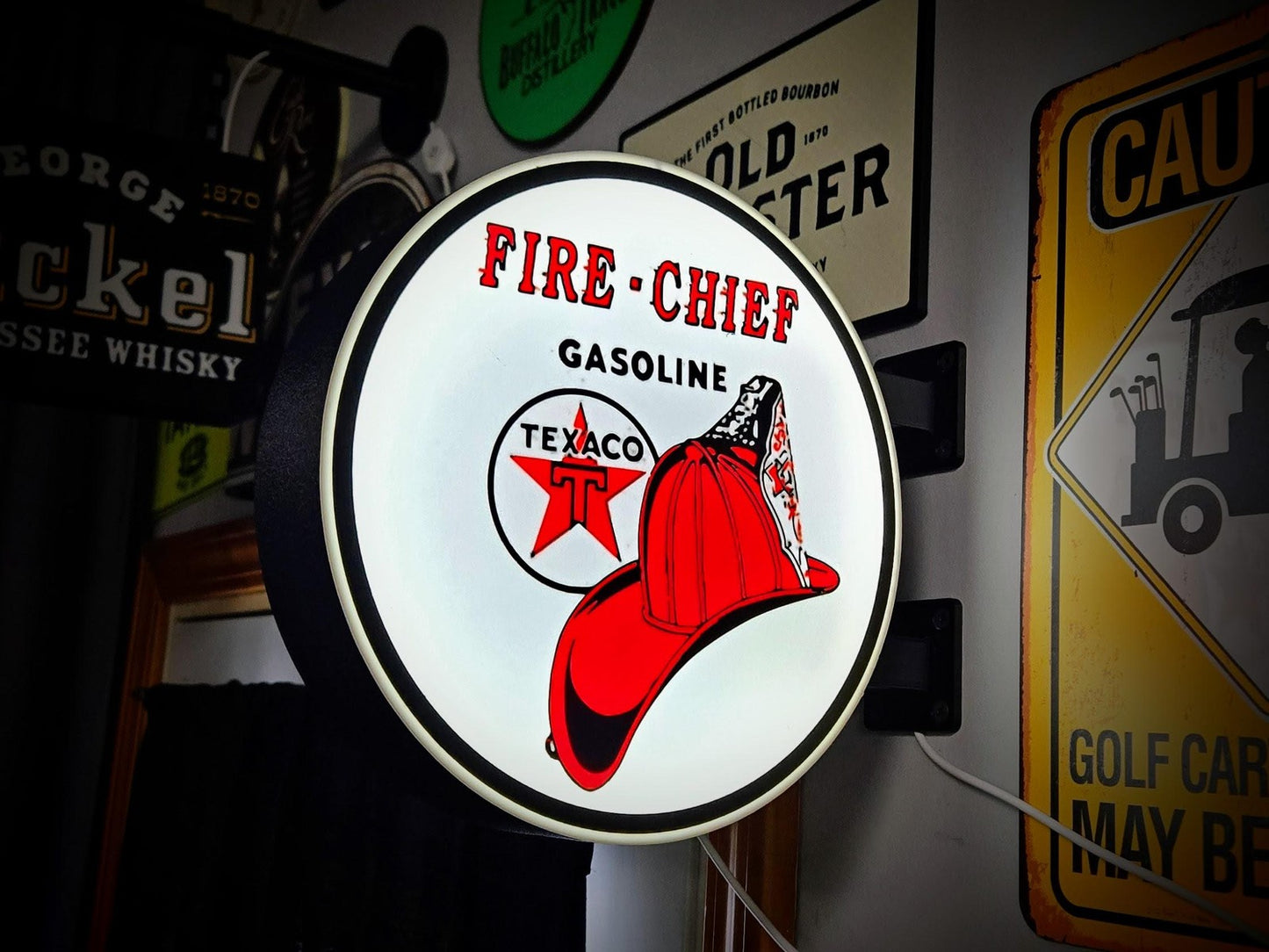 TEXACO FIRE CHIEF 12 Inch Light Box LED Sign 3D Printed Wall Decor Man Cave