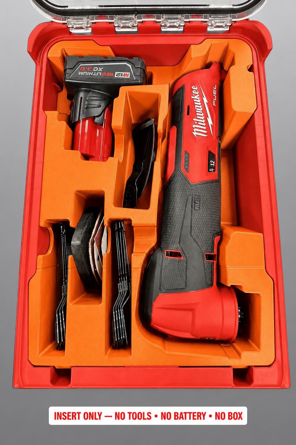 Milwaukee Packout Insert for M12 Oscillating Multi-Tool | 3D Printed Organizer