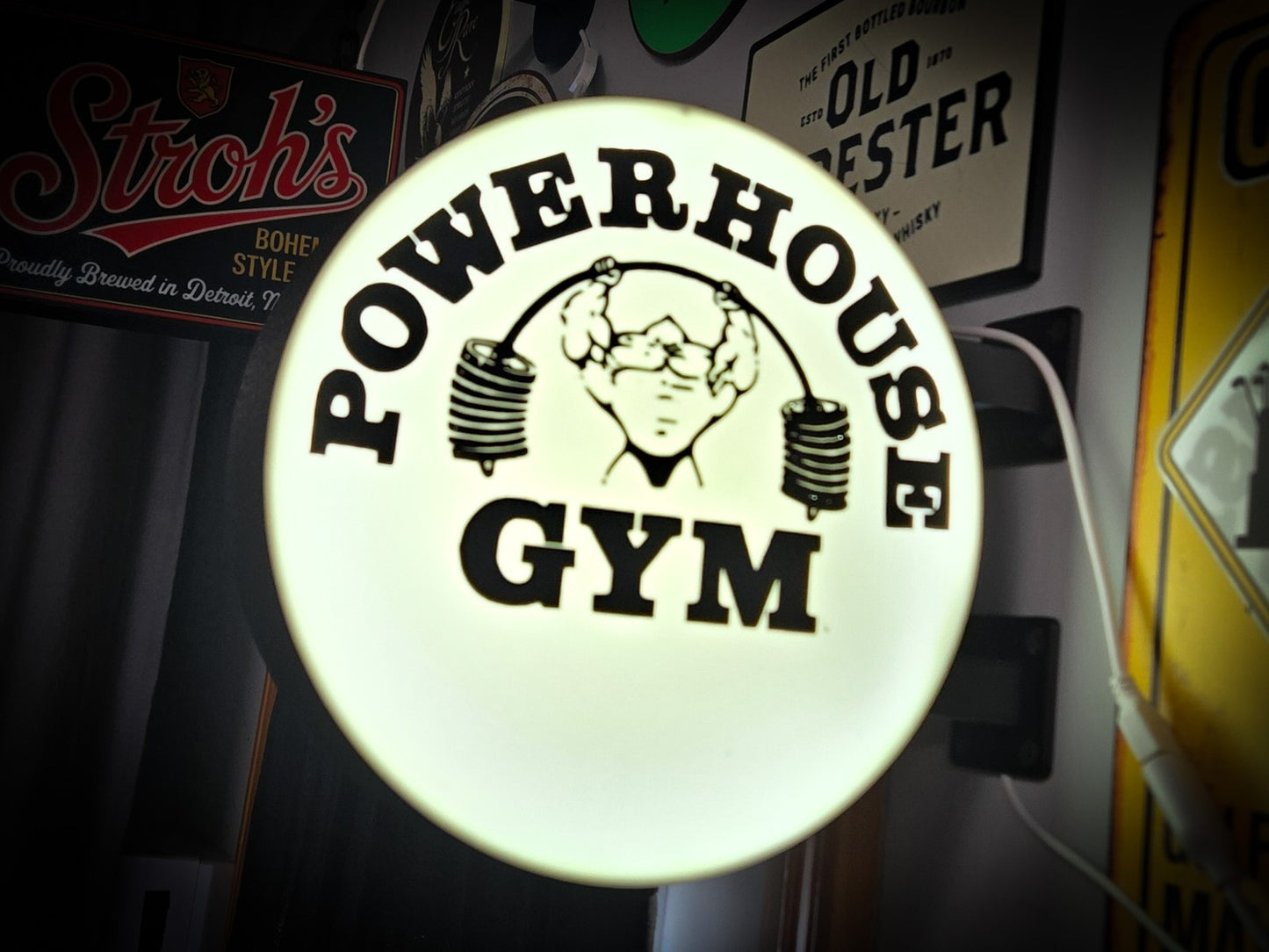 POWERHOUSE GYM 12 Inch Light Box LED Sign 3D Printed Wall Decor Man Cave Garage