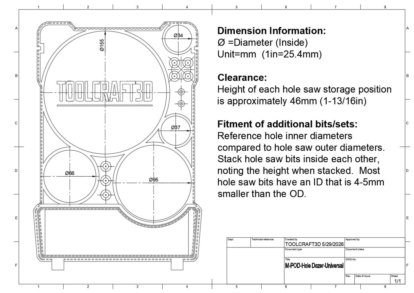 Insert for Milwaukee HOLE DOZER Universal Hole Saw Bits & Packout Organizer