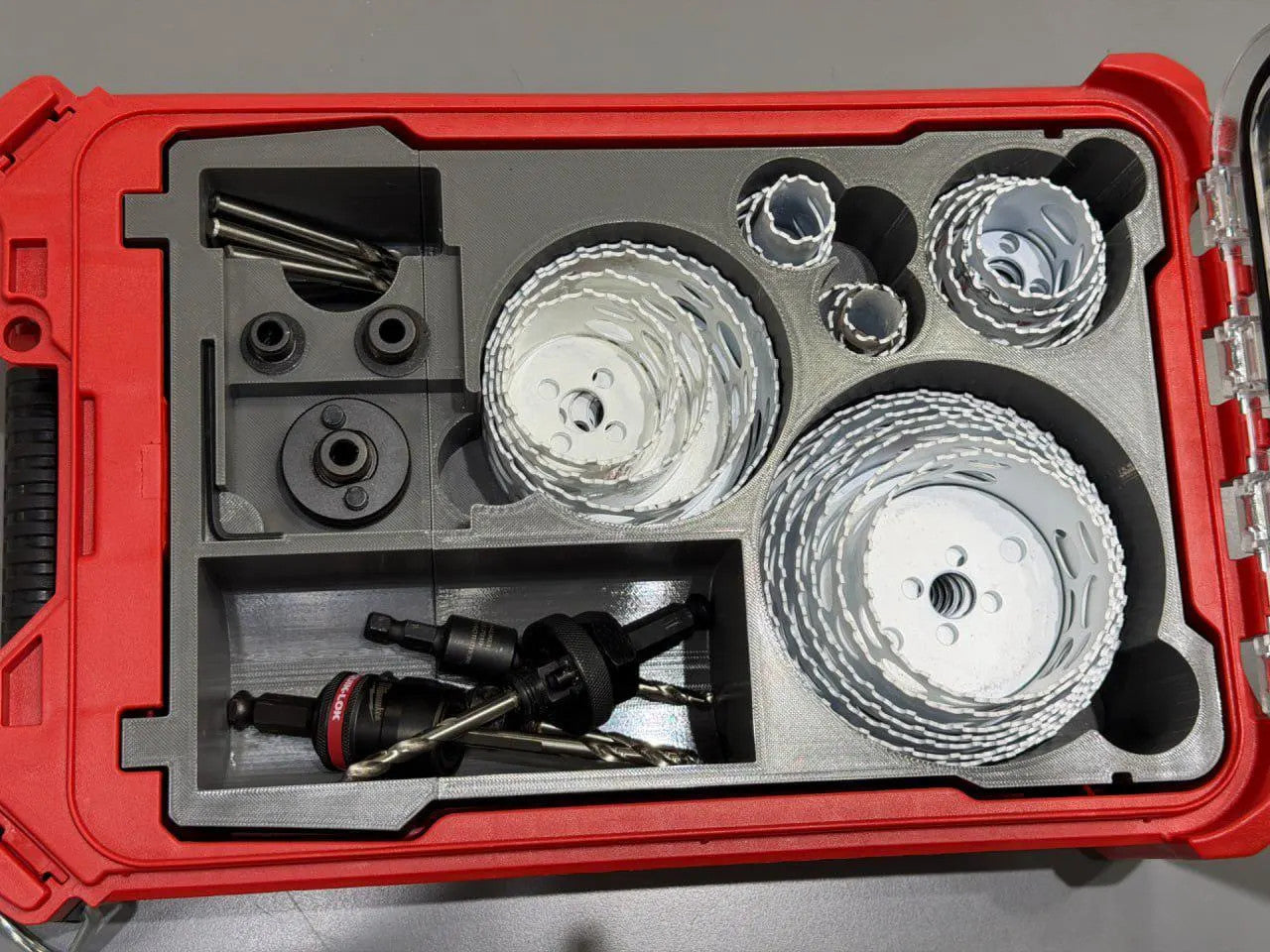 3D Printed Packout Insert 28pc Hole Dozer Hole Saw And Quik-Lok Arbor Organizer