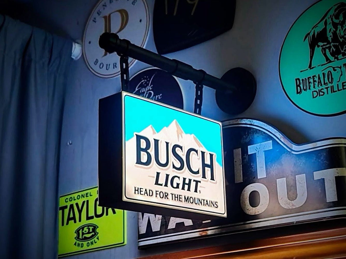 XL Busch Light Hanging LED Light Box | Double Sided Beer Bar Sign Decor