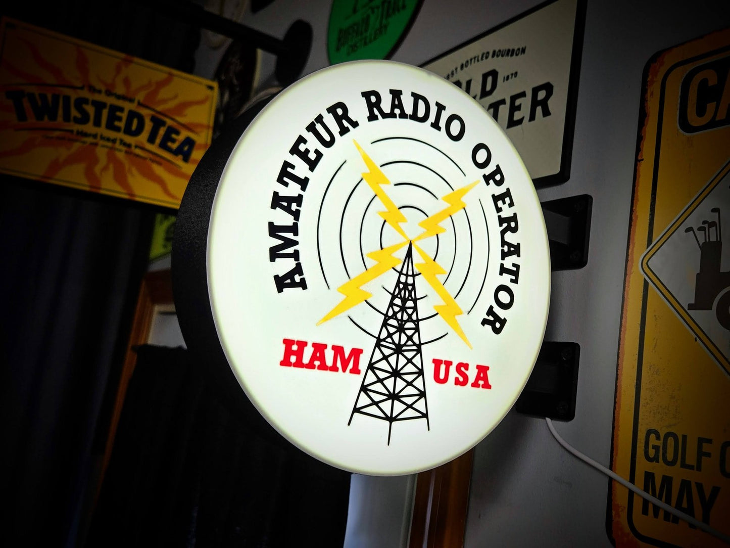 Amateur Radio Operator USA 12 Inch Light Box LED Sign 3D Printed Wall Decor