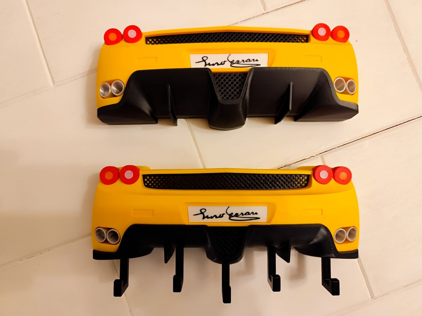 Exotic Supercar Key Holder – Yellow Sports Car Inspired Wall Mount Organizer wit