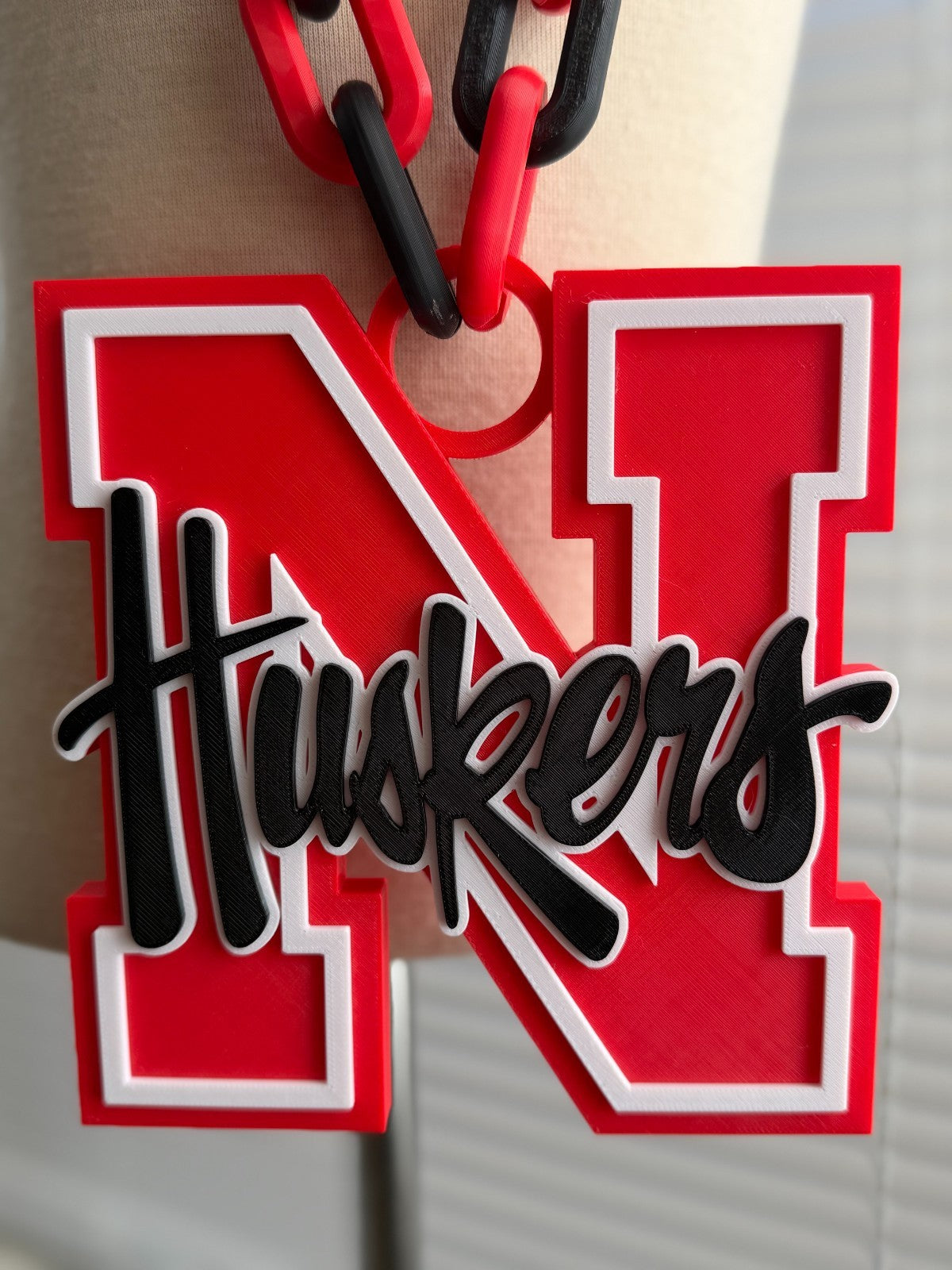Cornhuskers Logo Oversized Necklace, Pendant Chain "Go Be Great"