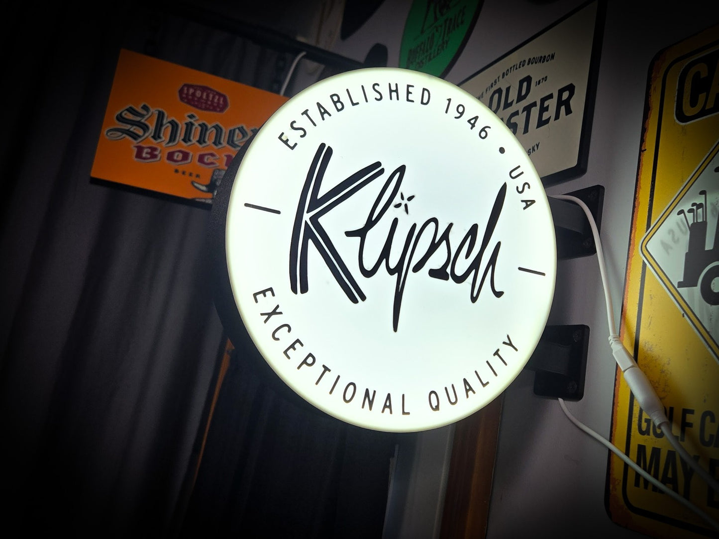 KLIPSCH 12 Inch Light Box LED Sign 3D Printed Wall Decor Man Cave Garage