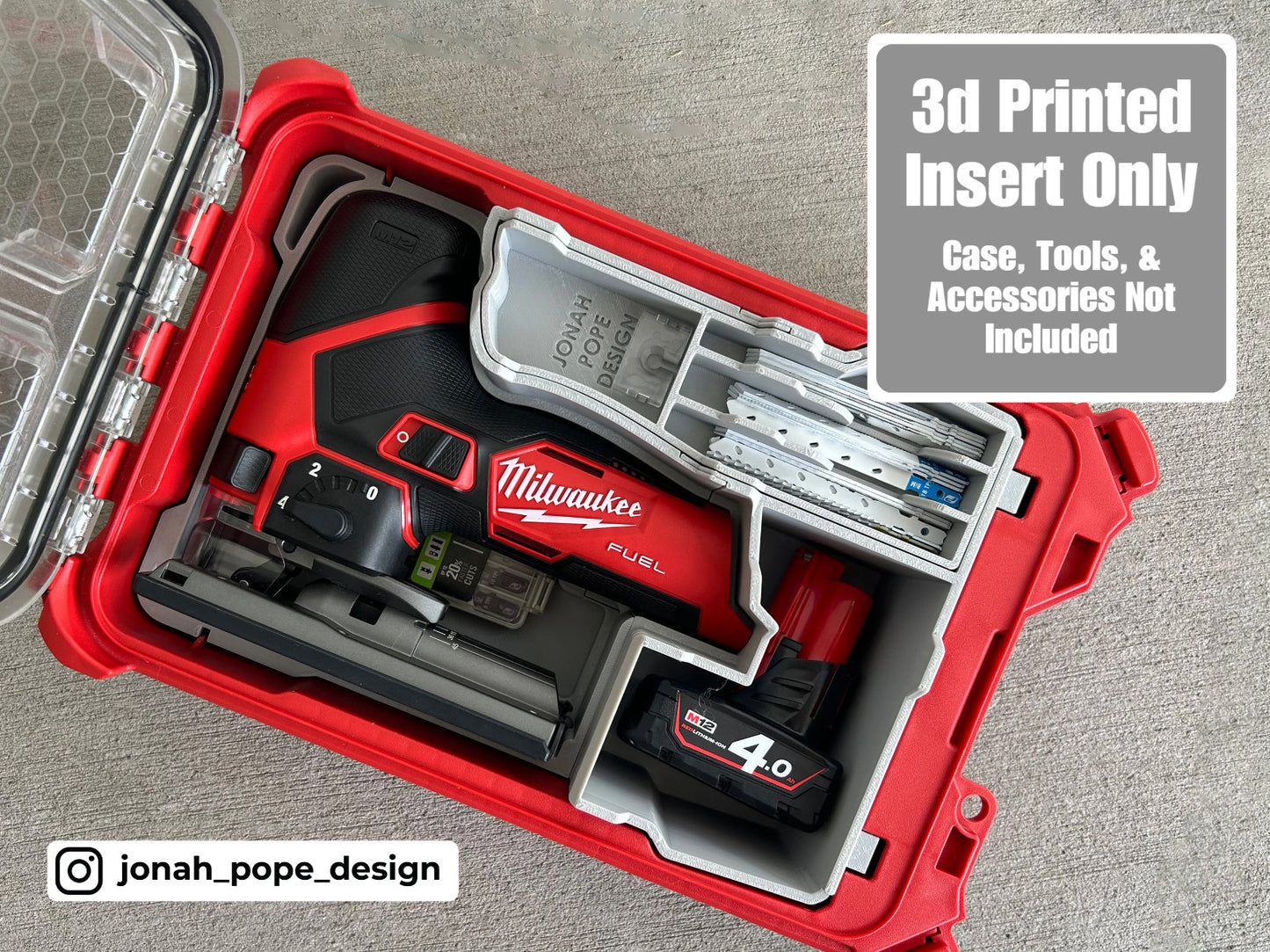 Milwaukee Packout Insert for M12 Fuel Jigsaw | Jonah Pope Design (Insert-only)