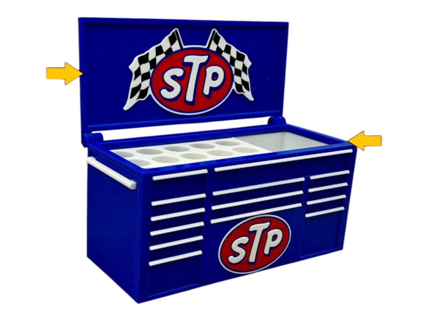 STP Oil Racing Toolbox desk organizer pen
