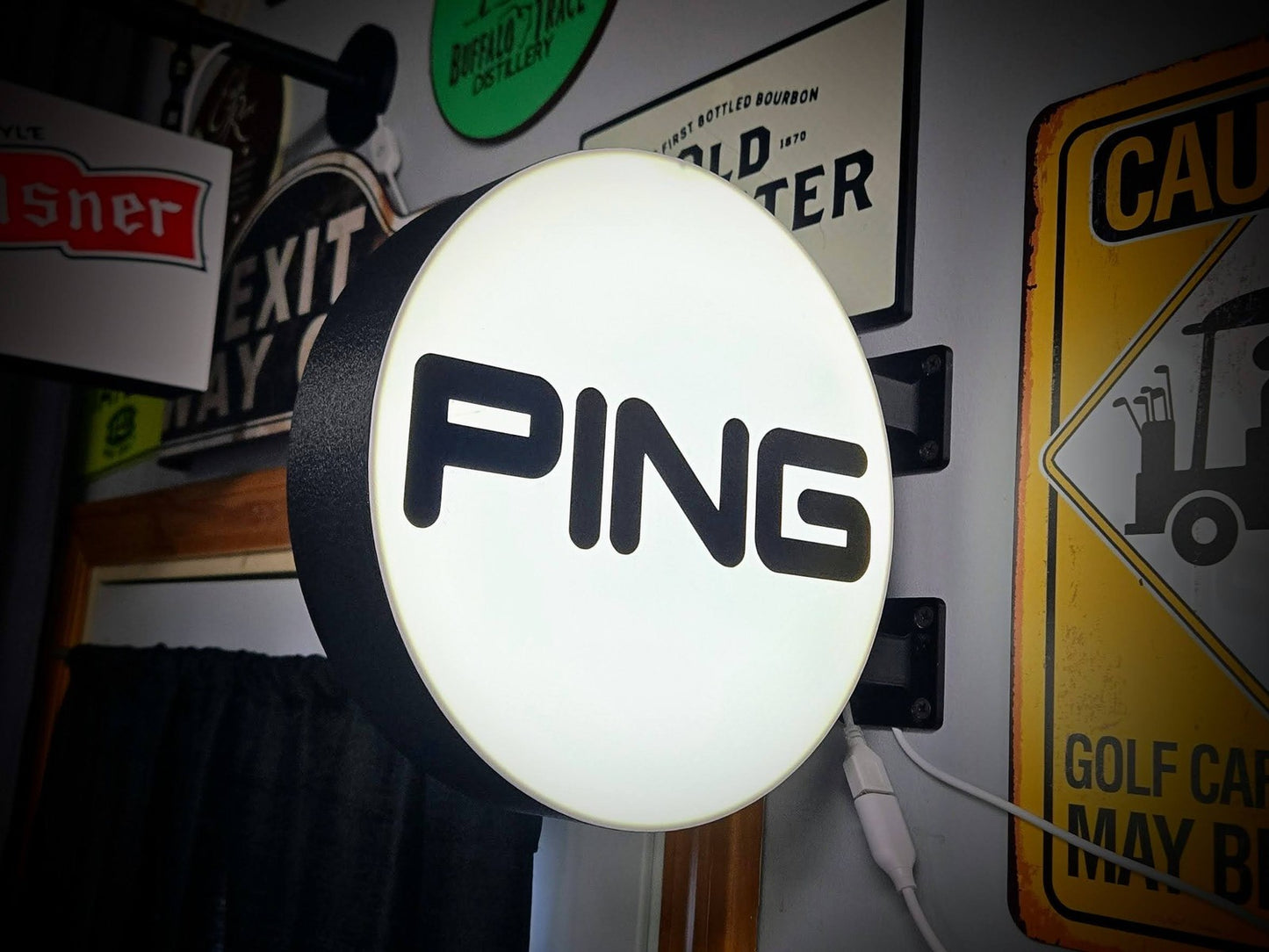PING Golf 12 Inch Light Box LED Sign 3D Printed Wall Decor Man Cave Garage